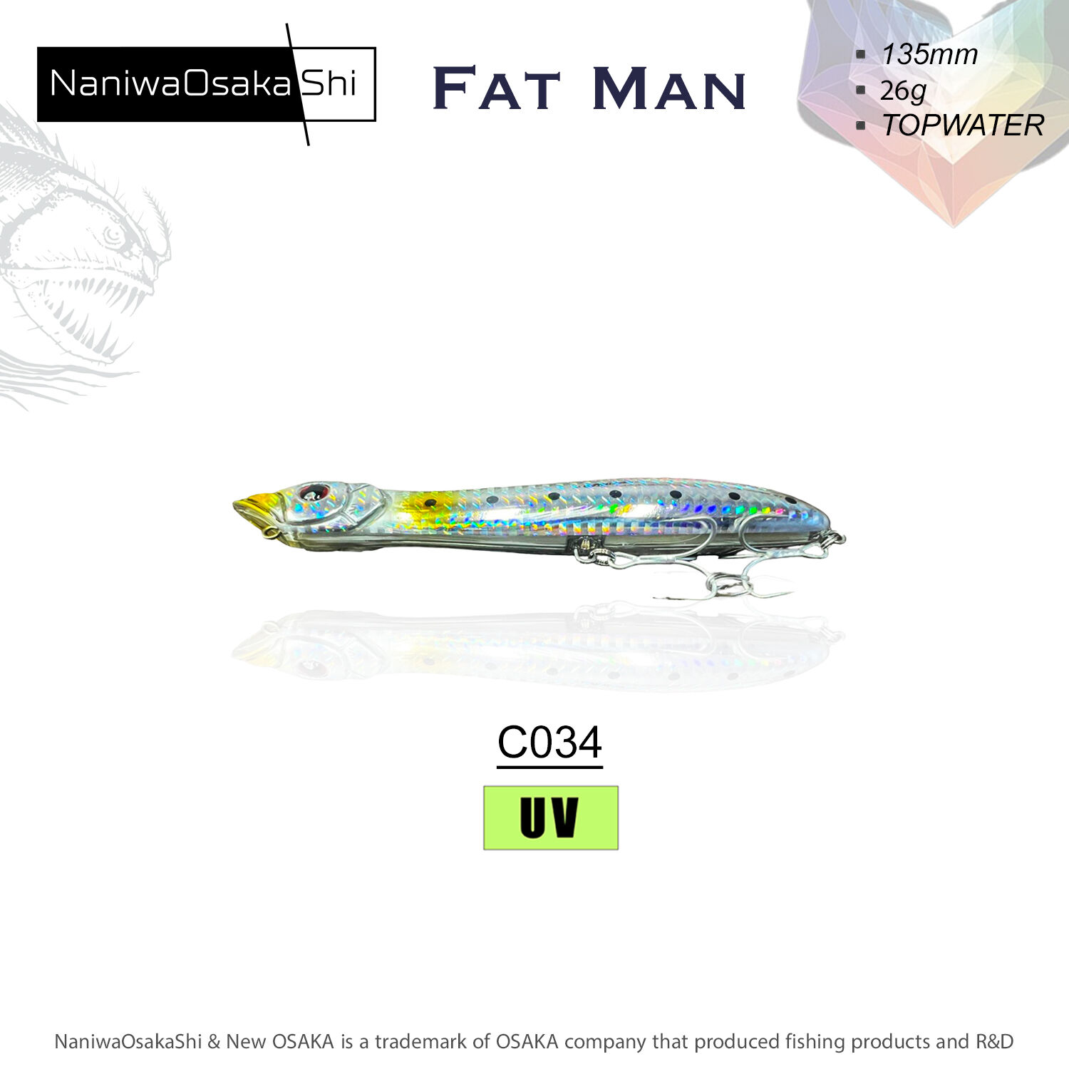 NaniwaOsakaShi Fat Man 135mm 26Gr Topwater C034