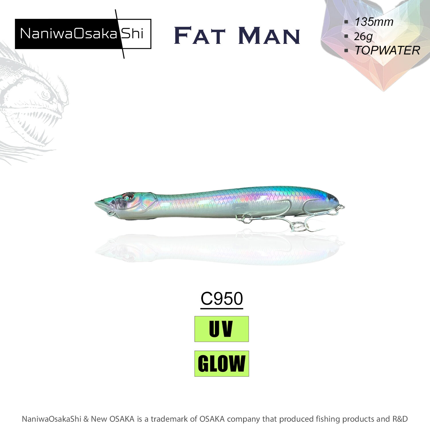 NaniwaOsakaShi Fat Man 135mm 26Gr Topwater C950