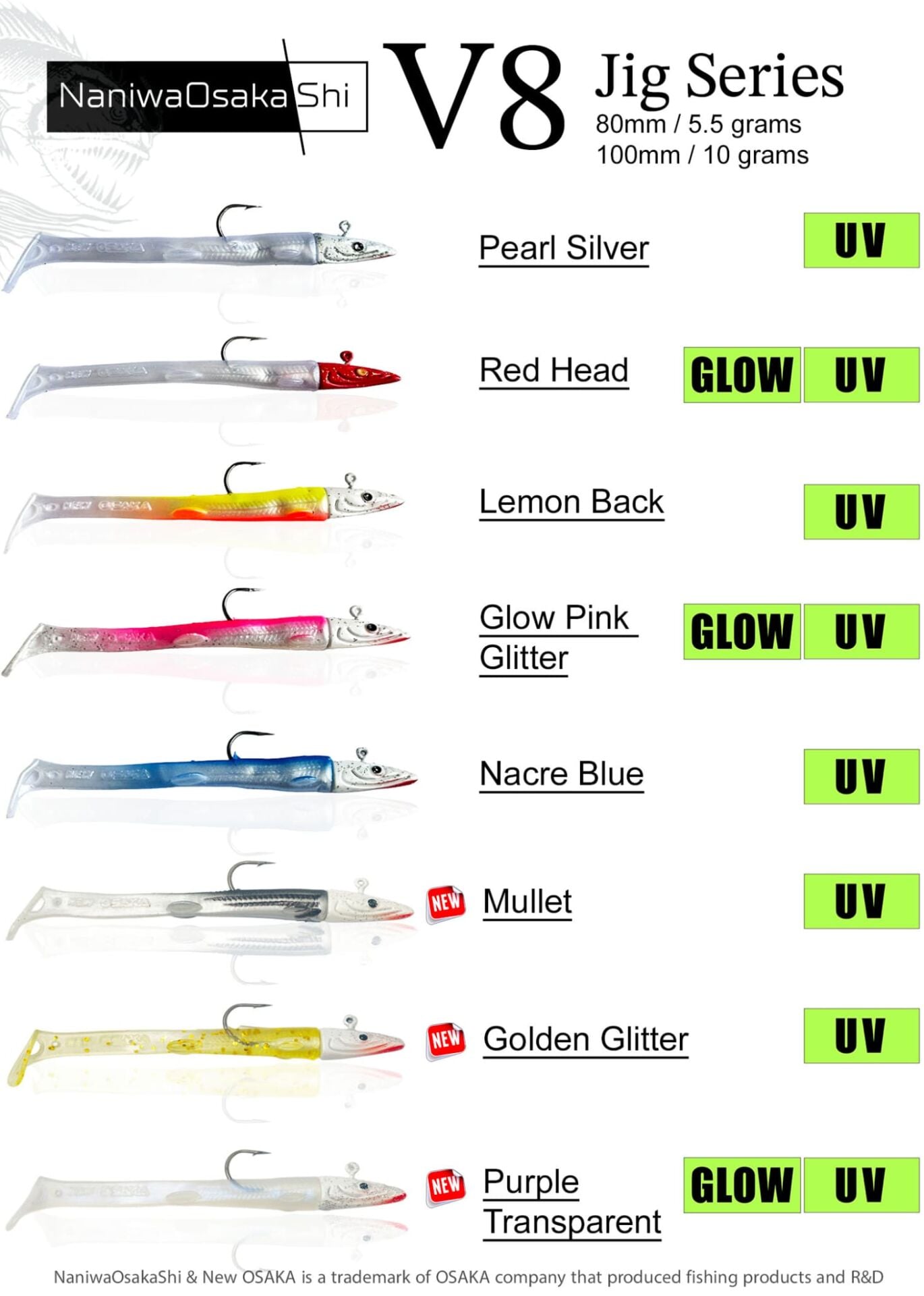 NaniwaOsakaShi V8 Jig Series 80mm 5,5Gr