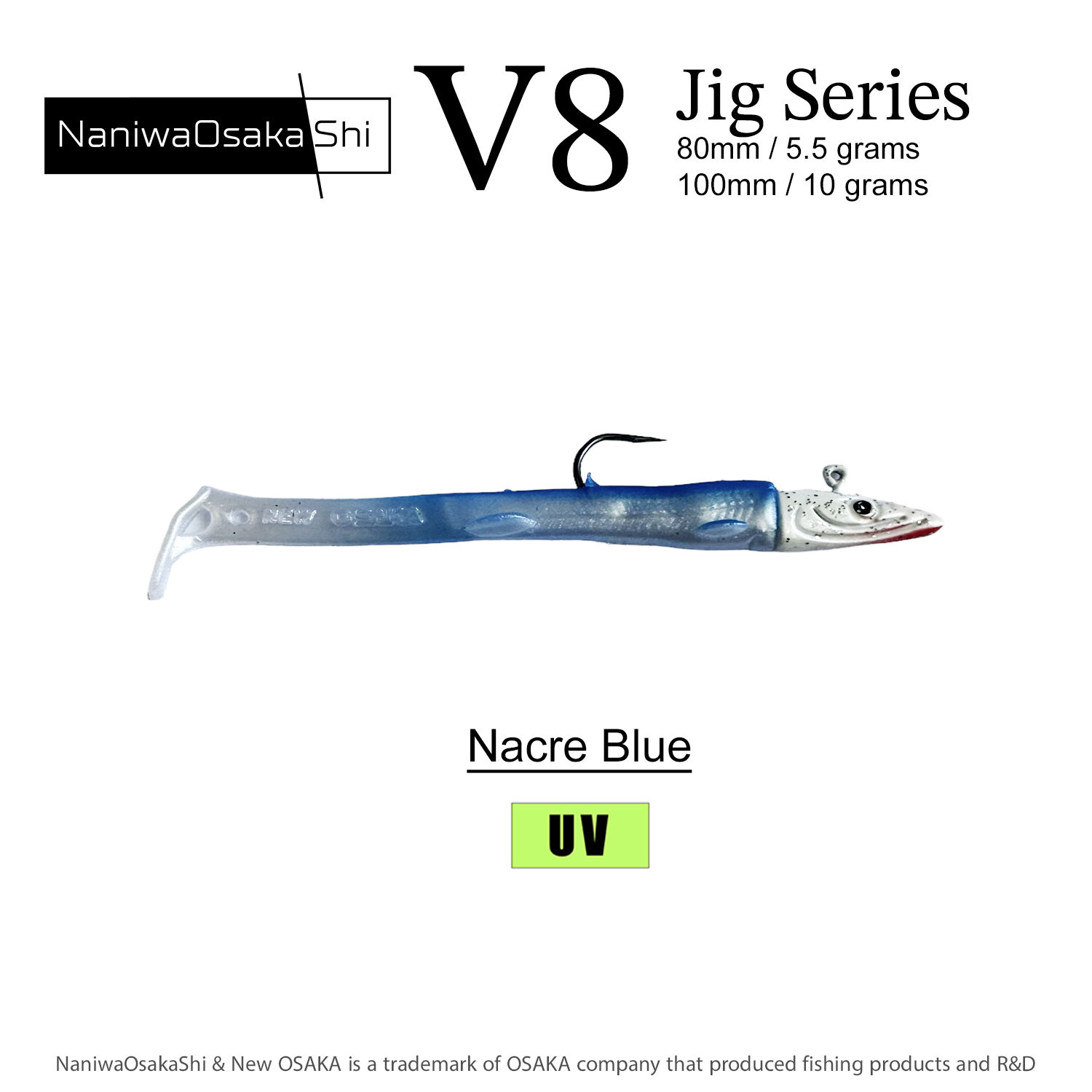NaniwaOsakaShi V8 Jig Series 80mm 5,5Gr Nacre Blue
