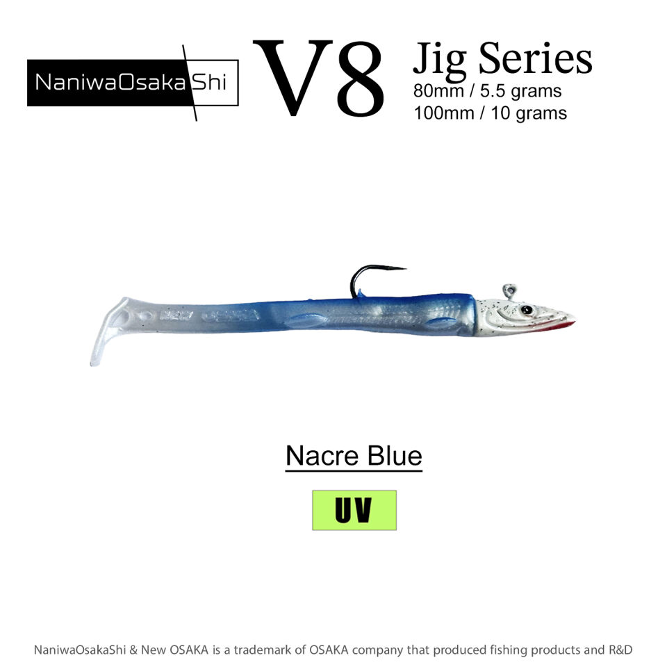 NaniwaOsakaShi V8 Jig Series 80mm 5,5Gr Nacre Blue
