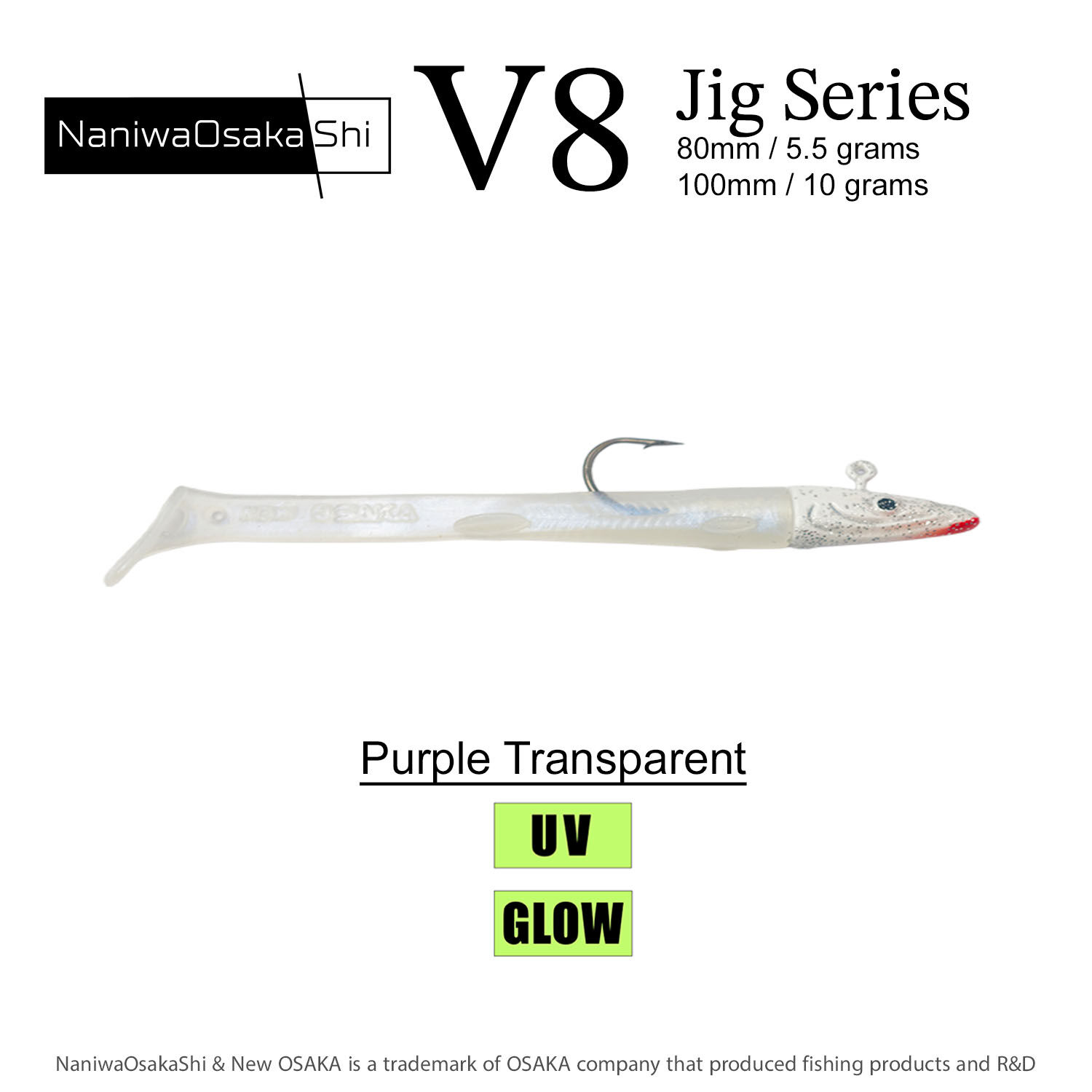 NaniwaOsakaShi V8 Jig Series 80mm 5,5Gr Purple Transparent