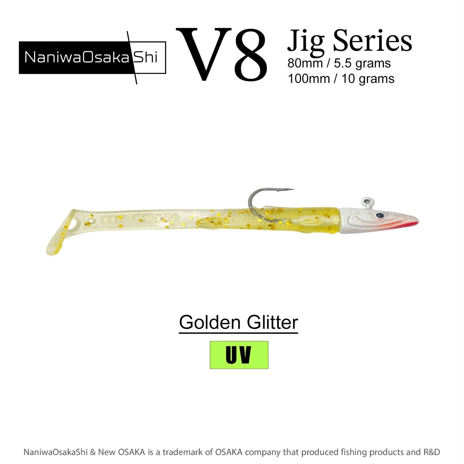 NaniwaOsakaShi Series V8 Jig 100mm 10Gr Golden Glitter