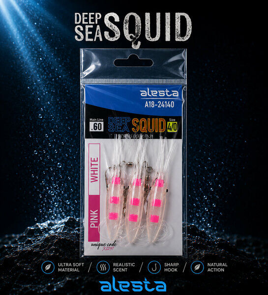 Deep Sea Squid X0297 3K 10cm 0.60 #4/0 White Pink